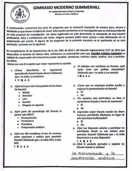 Desarrollo de encuesta inicial